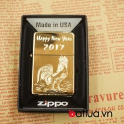 Zippo chính hãng chặm khắc hình gà chào xuân 2017 - Mã SP: BL03049