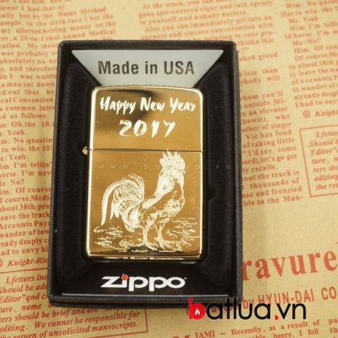 Zippo chính hãng chặm khắc hình gà chào xuân 2017