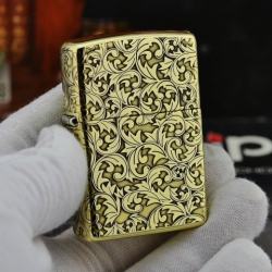 Zippo Chính Hãng Đồng Bóng Khắc Hoa Văn 5 Mặt Phiên Bản 256 - Mã SP: ZPC1168-256