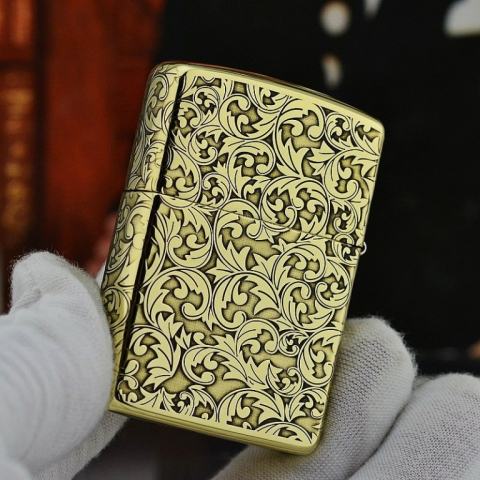 Zippo Chính Hãng Đồng Bóng Khắc Hoa Văn Xung Quanh Thánh Giá