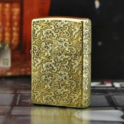 Zippo Chính Hãng Đồng Bóng Khắc Hoa Văn - Mã SP: ZPC1160-254