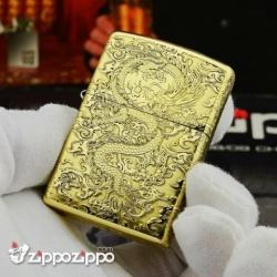 Zippo Chính Hãng Đồng Bóng Khắc Rồng May Mắn Tài Lôc Armor - Mã SP: ZPC1170-169