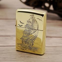 Zippo Chính Hãng Đồng Bóng Khắc Thuận Buồm Xuôi Gió - Mã SP: ZPC1149