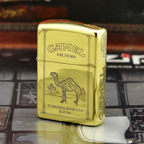 Zippo Chính Hãng Đồng Bóng Khắc Hình Lạc Đà Vỏ Dày