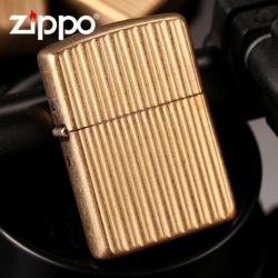 Zippo Chính Hãng Đồng Họa Tiết Kẻ Dọc Nổi Vỏ Dày - Mã SP: ZPC1291