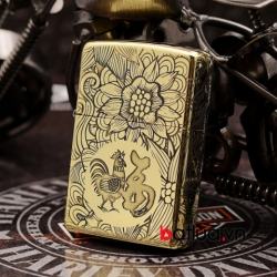 Zippo Chính Hãng Đồng Khắc 12 Con Giáp Tuổi Dậu (gà) - Mã SP: ZPC1635