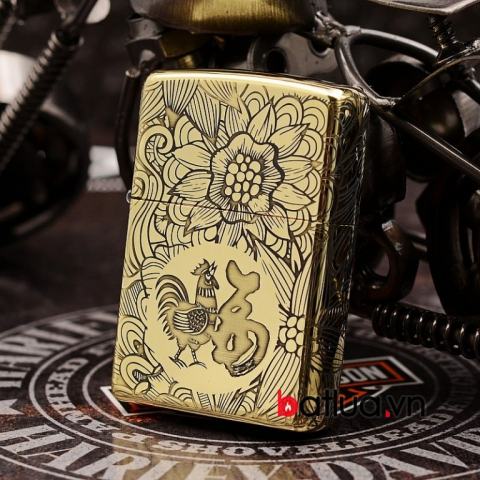 Zippo Chính Hãng Đồng Khắc 12 Con Giáp Tuổi Dậu (gà)