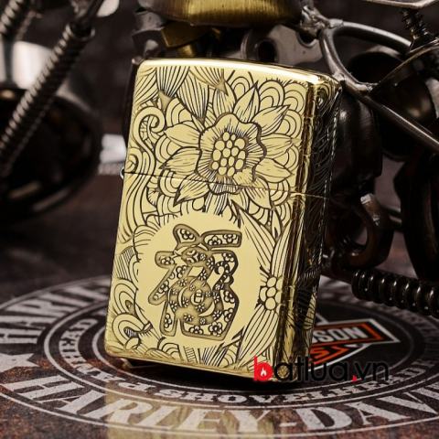 Zippo Chính Hãng Đồng Khắc 12 Con Giáp Tuổi Rắn