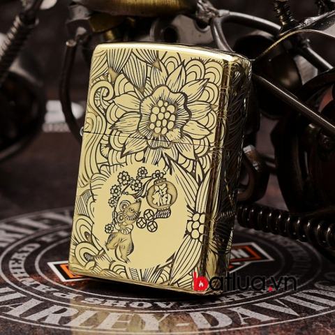 Zippo Chính Hãng Đồng Khắc 12 Con Giáp Tuổi Tý