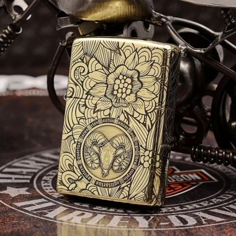 Zippo Chính Hãng Đồng Khắc Cung Bạch Dương