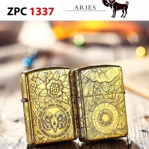 Zippo Chính Hãng Đồng Khắc Cung Bạch Dương