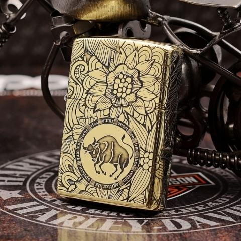 Zippo Chính Hãng Đồng Khắc Cung Hoàng Đạo Kim Ngưu