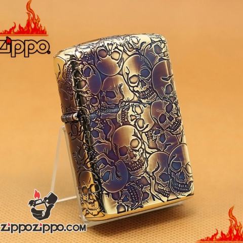 Zippo Chính Hãng Đồng Khắc Thung Lũng Chết Hộp Sọ