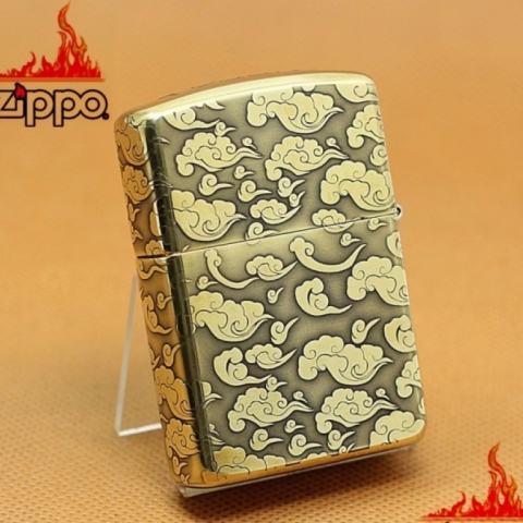 Zippo Chính Hãng Đồng Khắc Tỳ Hưu Cưỡi Mây Vỏ Dày Armor