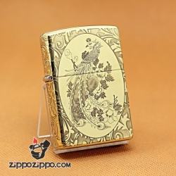 Zippo Chính Hãng Đồng Si Bóng Khắc Phượng Hoàng 2 Mặt - Mã SP: ZPC1051