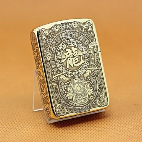 Zippo Chính Hãng Đồng Tái Bản 1941 Khắc Rồng Vàng Cùng Họa Tiết Tinh Xảo