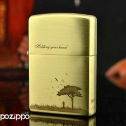 Zippo Chính Hãng Đồng Xước Khắc Lời Thế Bên Nhau Dưới Cây - Mã SP: ZPC1626