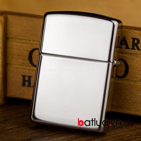 Zippo chính hãng kẻ chéo sang trọng bản armor mầu bạc