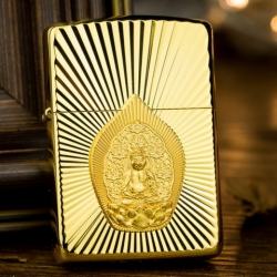 Zippo Chính Hãng Mạ Vàng Đức Phật Tỏa Ánh Hào Quang Vỏ Dày - Mã SP: ZPC1108