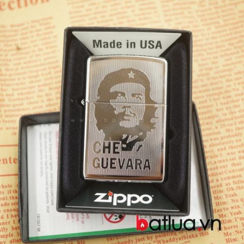 zippo chính hãng mầu bạc khắc 2 mặt hình Che