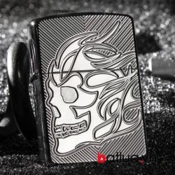 Zippo chính hãng mầu bạc khắc đầu lâu bản armor 29230 skull - Mã SP: BL03034