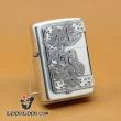 Zippo Chính Hãng Màu Bạc Vỏ Rồng Bao Quanh 3 Mặt