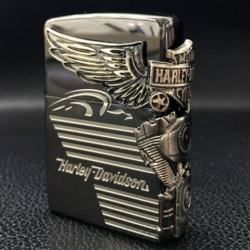 Zippo Chính Hãng Màu Đen Khối Hình Động Cơ Harley Davidson Bên Sườn - Mã SP: ZPC1131