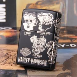 Zippo Chính Hãng Màu Đen Phiên Bản Động Cơ  Harley Davidson - Mã SP: ZPC1007