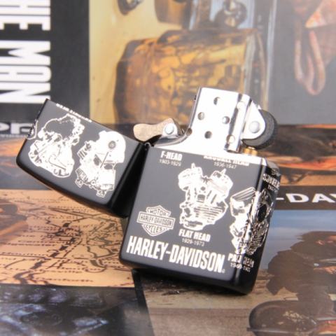 Zippo Chính Hãng Màu Đen Phiên Bản Động Cơ  Harley Davidson