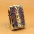 Zippo Chính Hãng Màu Vàng Đốt Khắc 2 Mặt Hoa Văn Vỏ Dày Chém Viền