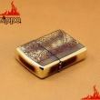 Zippo Chính Hãng Màu Vàng Đốt Khắc Hình Hổ Cùng Hoa Văn Tinh Xảo Vỏ Dày