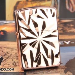 Zippo Chính Hãng Màu Vàng Hồng Dập Nổi Họa Tiết Đá Thạch Anh - Mã SP: ZPC1038