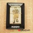 Zippo chính hãng mầu vàng khắc hình hổ 2 mặt