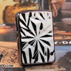 Zippo Chính Hãng Màu Xám Vỏ Dập Nổi Họa Tiết Đá Thạch Anh - Mã SP: ZPC1040