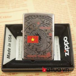 zippo chính hãng mỹ 260 mầu bạc khắc nổi bản đồ việt nam tinh tế - Mã SP: BL03055