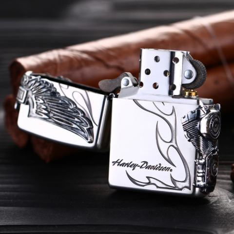 Zippo Chính Hãng Phiên Bản Harley Davidson Cánh Chim Ưng Màu Bạc