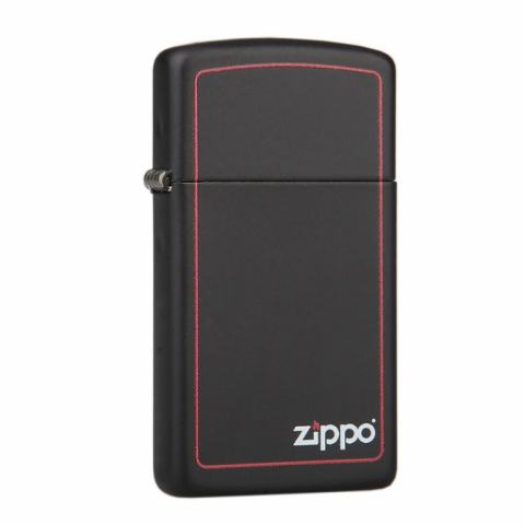 Zippo Chính Hãng Sơn Đen Viền Đỏ Bản Hẹp