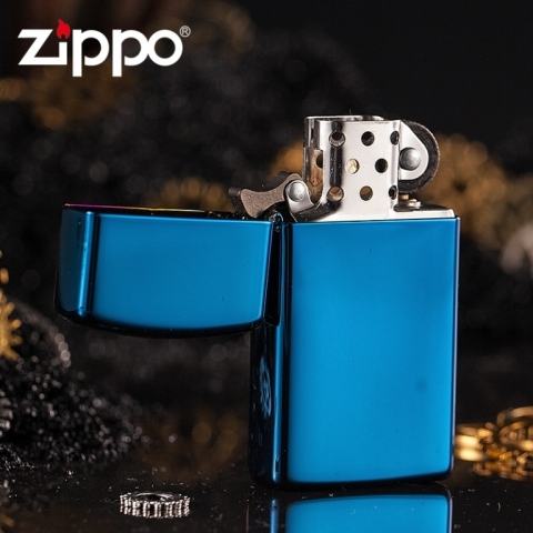 Zippo Chính Hãng Xanh Saphire Bản Hẹp