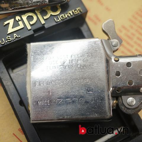 Zippo Cổ chính hãng mầu bạc trơn sản xuất năm 1990
