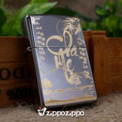 Zippo Đen Bóng Khắc Mạ Vàng Chữ Cha Mẹ - Mã SP: ZPC1492