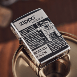 Zippo khắc Laser hình ảnh hình những bài báo nổi tiếng viết về lịch sử Zippo - Mã SP: ZPC2403