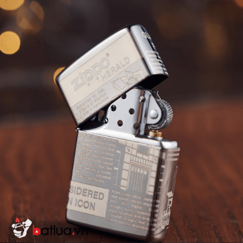 Zippo khắc Laser hình ảnh hình những bài báo nổi tiếng viết về lịch sử Zippo