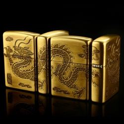 Zippo khắc rồng chìm bao quanh bật lửa