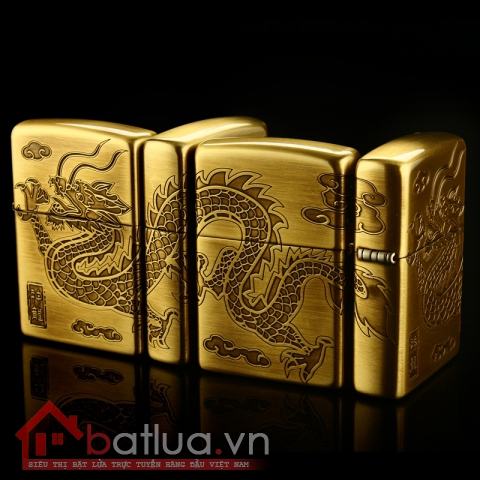 Zippo khắc rồng chìm bao quanh bật lửa