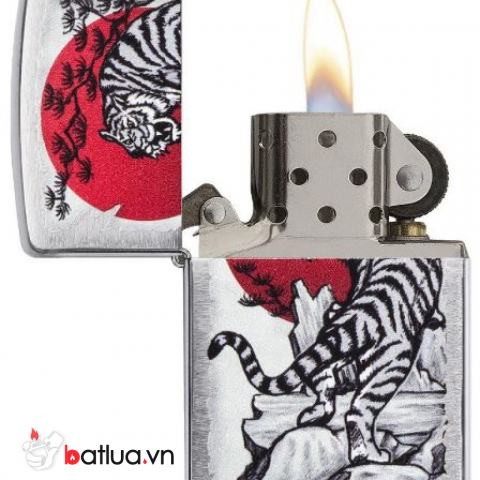 Zippo mạ Chrome in chúa sơn lâm