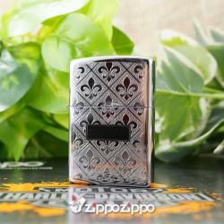 Zippo Màu Bạc Khắc Hoa Văn Hình Tứ Giác (260) - Mã SP: ZPC1490