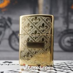 Zippo Màu Vàng Khắc Hoa Văn Hình Tứ Giác (254B) - Mã SP: ZPC1489